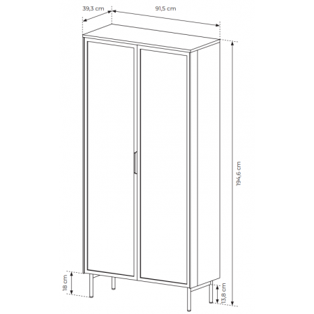 Witryna wysoka 90 cm kaszmir + LED 2-drzwiowa z szufladami LIMA
